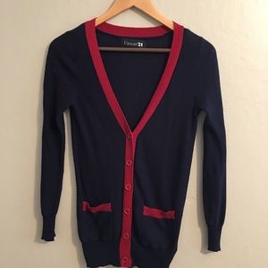Blur & red cardigan